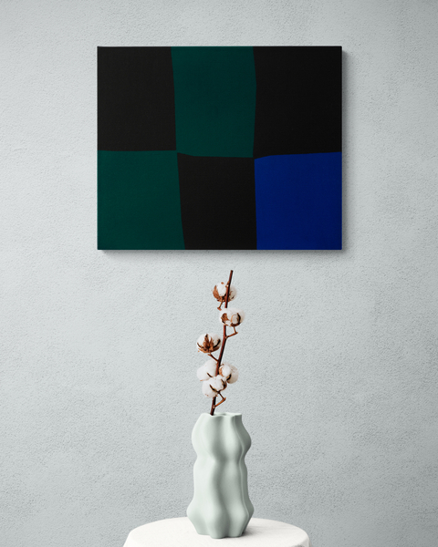 Gemaelde: blau. gr&uuml;n und schwarz, Farbfeld minimalistisch KH#286